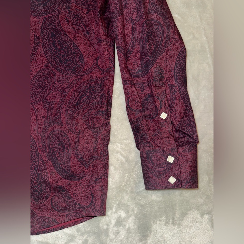 Larry Mahan Burgundy Paisley Pearl Snap Shirt - Picture 5 of 5